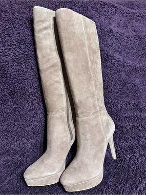 Jessica Simpson Taupe Suede Knee-High Platform Boots sz 9.5